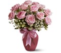 A Dozen Pink Roses and Lace in Centralia IL Ross Flower Shop