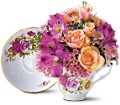 Pink Roses Teacup Bouquet in Centralia IL Ross Flower Shop