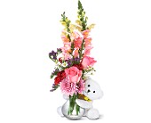 Teleflora's Bear Hug Bear with Pink Roses in Centralia�IL, Ross Flower Shop