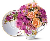 Pink Roses Teacup Bouquet in Centralia�IL, Ross Flower Shop