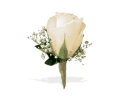White Rose and Baby's Breath Boutonniere in Centralia�IL, Ross Flower Shop